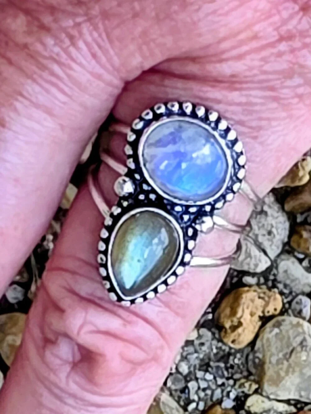 Rainbow Moonstone & Labradorite Gemstone Ring In 925 Sterling Silver (7)